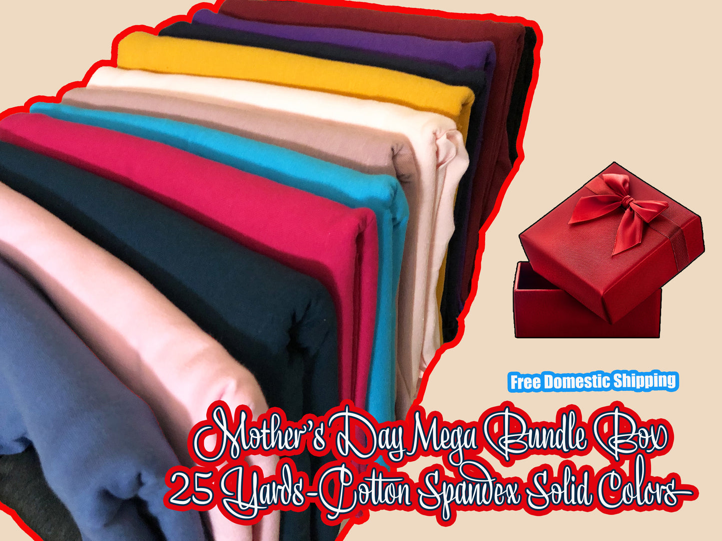 Mother's Day Mega Bundle Box-Cotton Spandex-Solid Colors-25 Yards-Assorted Colors