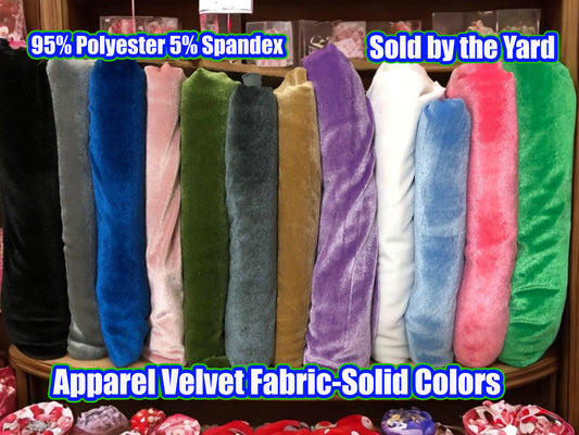 Solid Stretch Velvet – Vibrant Colors, Soft Sheen & Luxury Drape, 58/60″ Wide, 2-Way Stretch, Poly-Spandex – Sold by the Yard