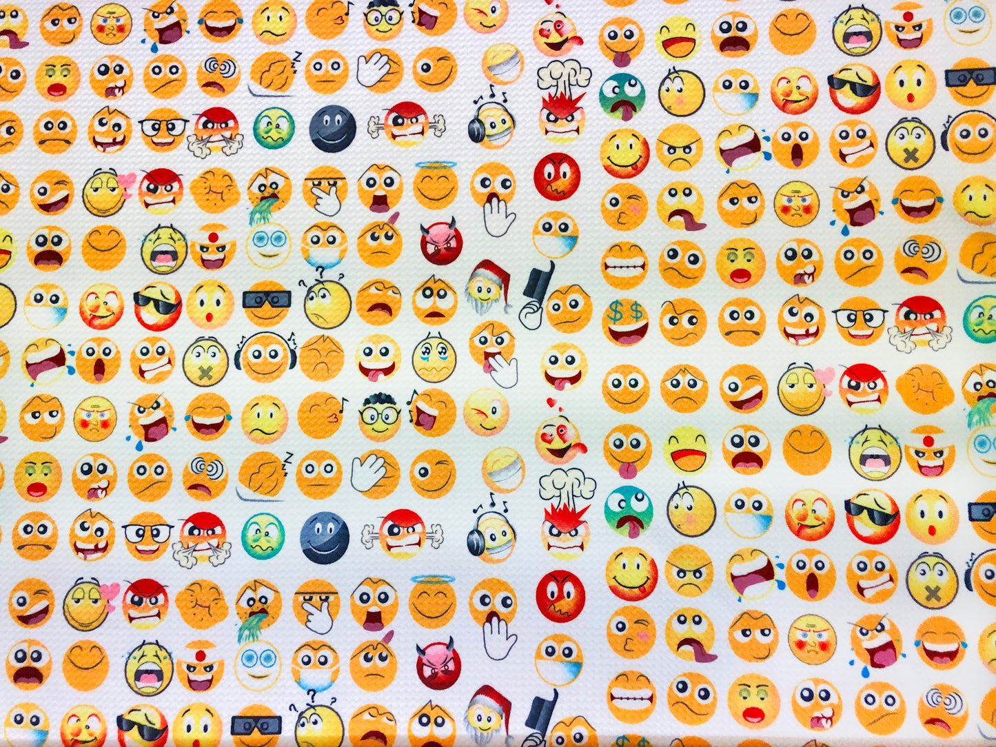 Soft & Stretchy Angry Face Emoji Bullet Knit Fabric – Ivory & Yellow, 56″ Wide, Sold by the Yard (BPR146)