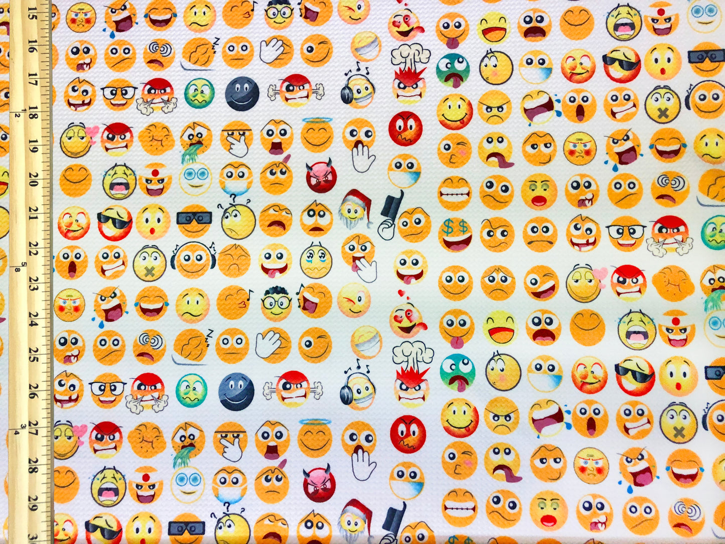 Soft & Stretchy Angry Face Emoji Bullet Knit Fabric – Ivory & Yellow, 56″ Wide, Sold by the Yard (BPR146)