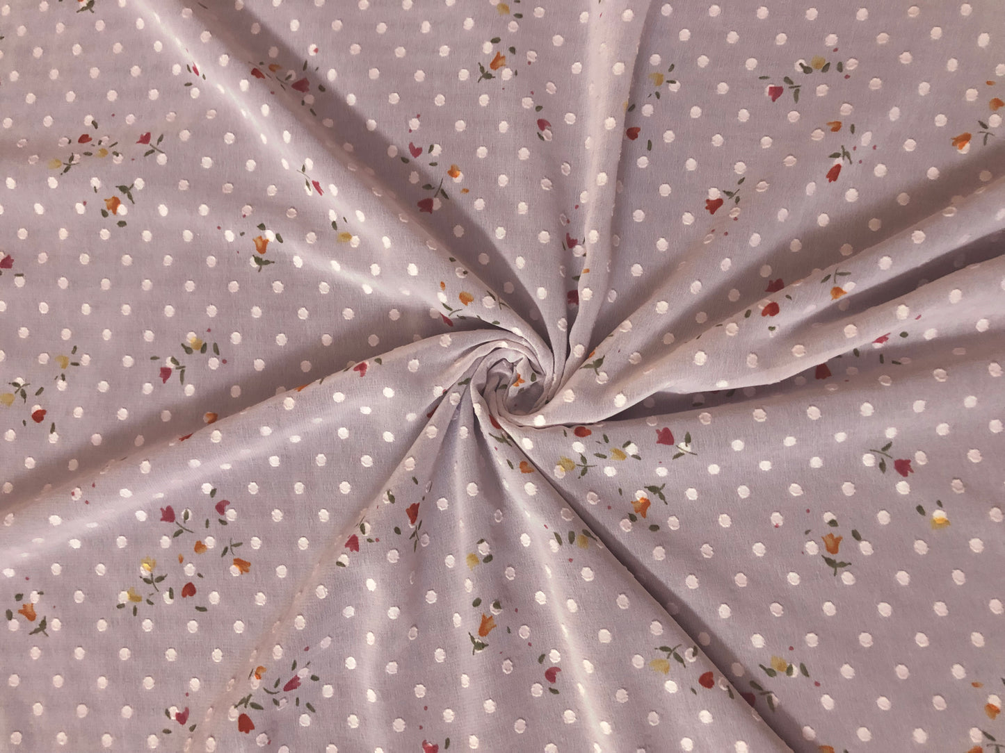 Dove-Pink Swiss-Dot Chiffon Floral — Sheer, 52" Wide, No Stretch — Sold by the Yard (CFPR02)