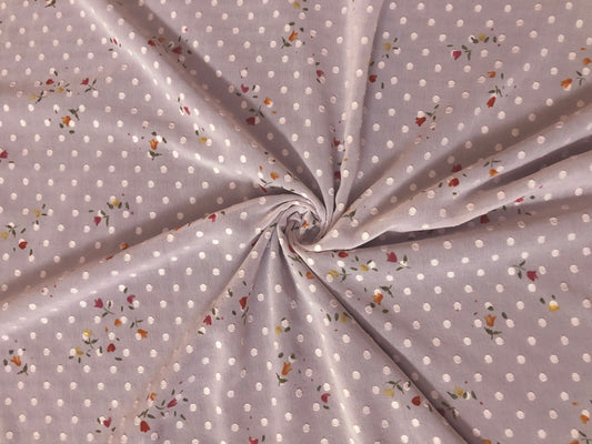 Dove-Pink Swiss-Dot Chiffon Floral — Sheer, 52" Wide, No Stretch — Sold by the Yard (CFPR02)