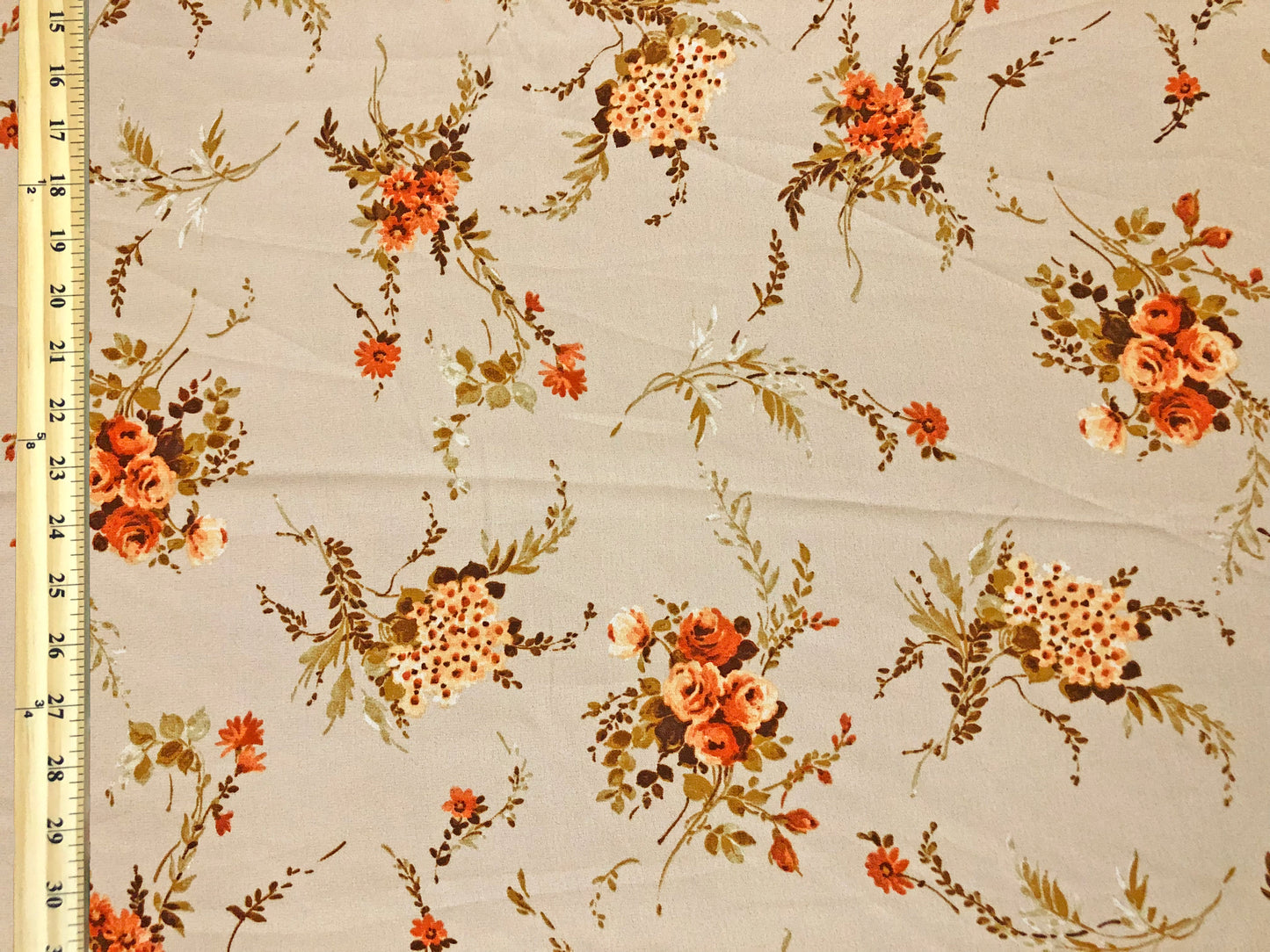 Beige Bouquet Floral Poly Dobby — Fluid Drape, Soft Matte Texture | 56″ Wide | 100% Polyester | By the Yard (PDBPR06)