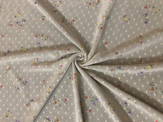 Dove-Brown Chiffon Swiss-Dot Floral — Sheer Printed Fabric, 52" Wide, No Stretch — Sold by the Yard (CFPR001)