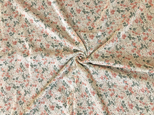 Ivory Chelsea Chiffon with Blush & Sage Ditsy Roses — Sheer, 56" Wide, No Stretch — By the Yard (CHCFPR01)