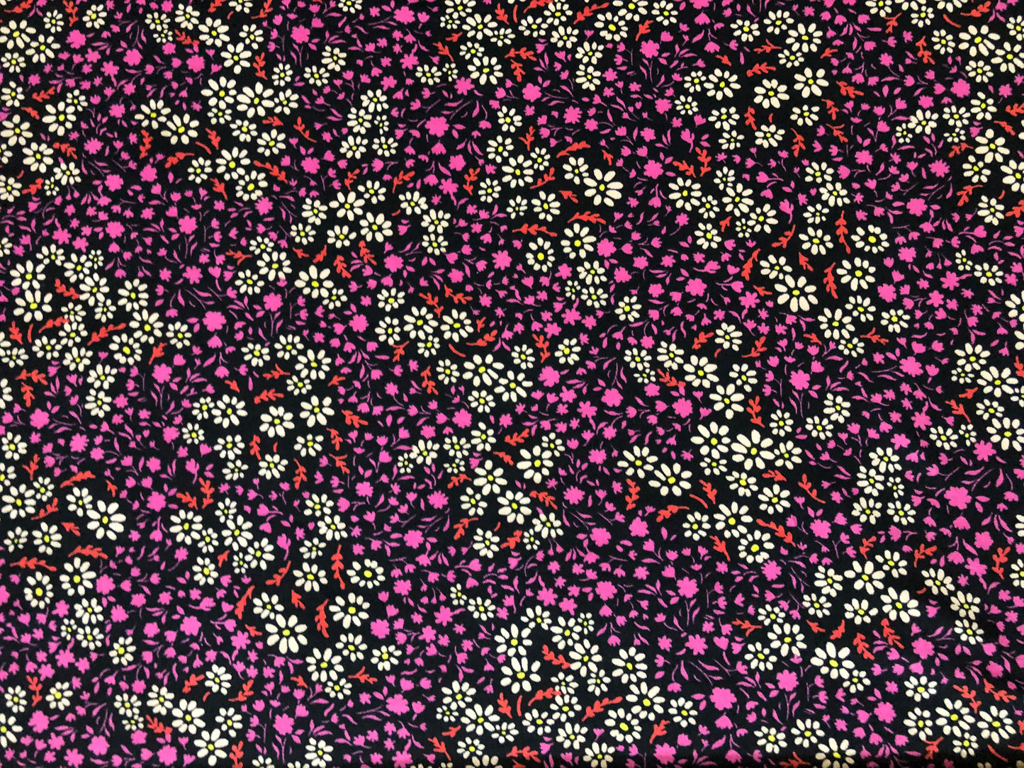 DTY Brushed Fabric| Black White Fuchsia Flowers |DTYBPR540|Sold by the Yard| Jersey Fabric