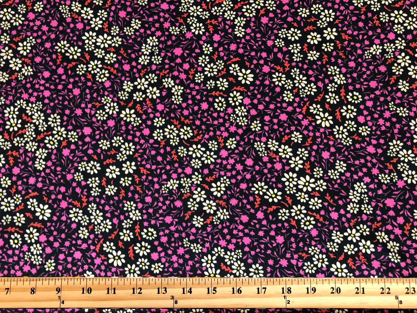 DTY Brushed Fabric| Black White Fuchsia Flowers |DTYBPR540|Sold by the Yard| Jersey Fabric
