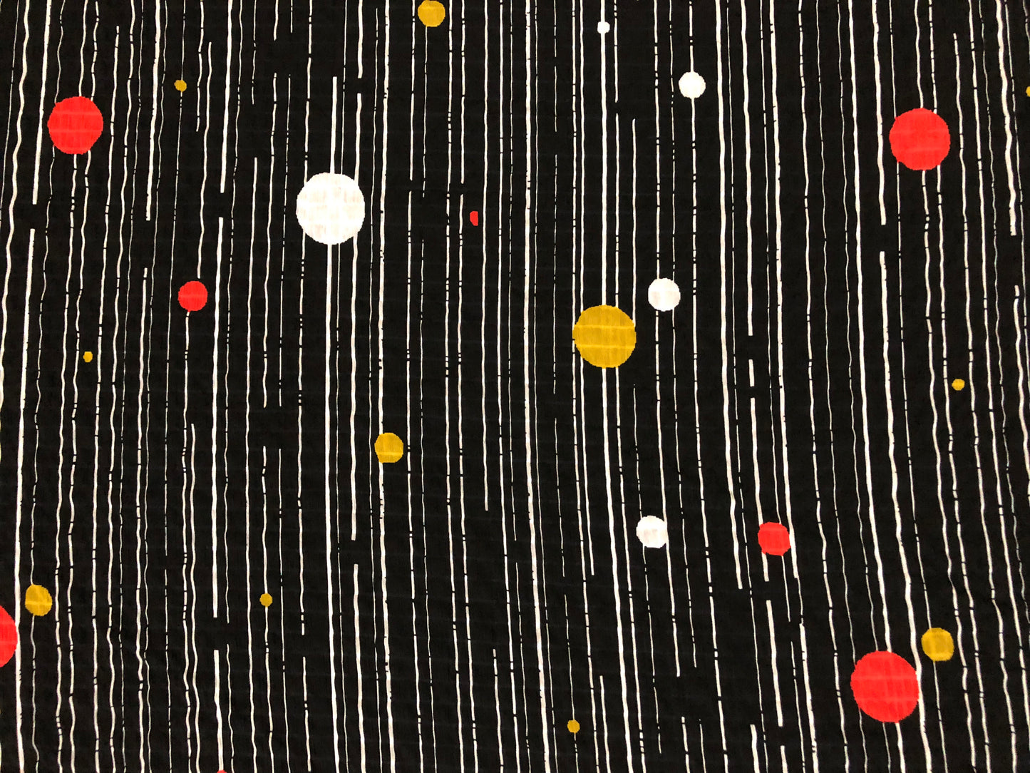 Black Stripe & Color Dot — Poly Dobby Seersucker | Airy, Wrinkle-Masking Texture | 56″ Wide | 100% Polyester | By the Yard (CKPR02)