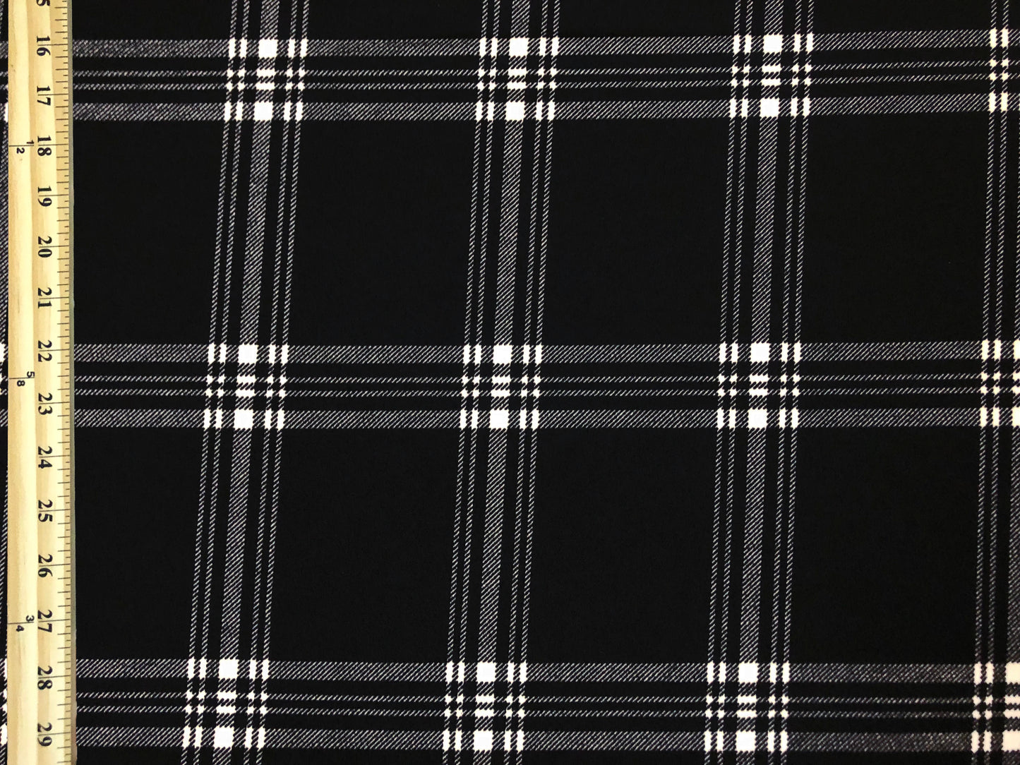 Techno Crepe Knit – Black & White Windowpane Plaid, 4-Way Stretch, 56" Wide, 240 GSM, - By the Yard (TCRP067)