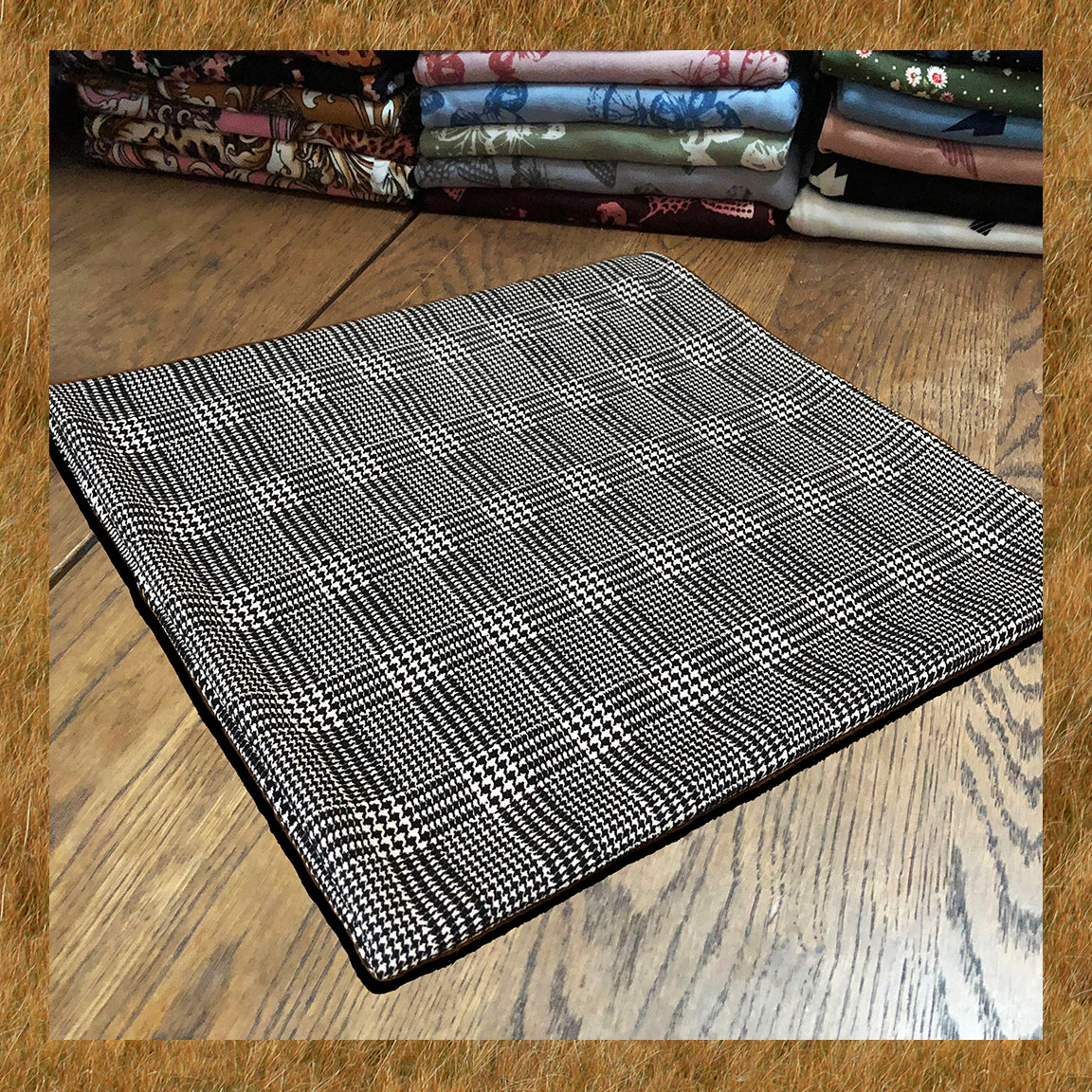 Liverpool Knit Printed Fabric-White and Black Plaid Micro Houndstooth-LVPR326-Sold by the Yard-Apparel Fabric