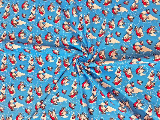 Airplane Adventures Cotton – Sky-Blue 100% Cotton Print | Non-Stretch, 52″ Wide – Sold by the Yard (CTJPR011)