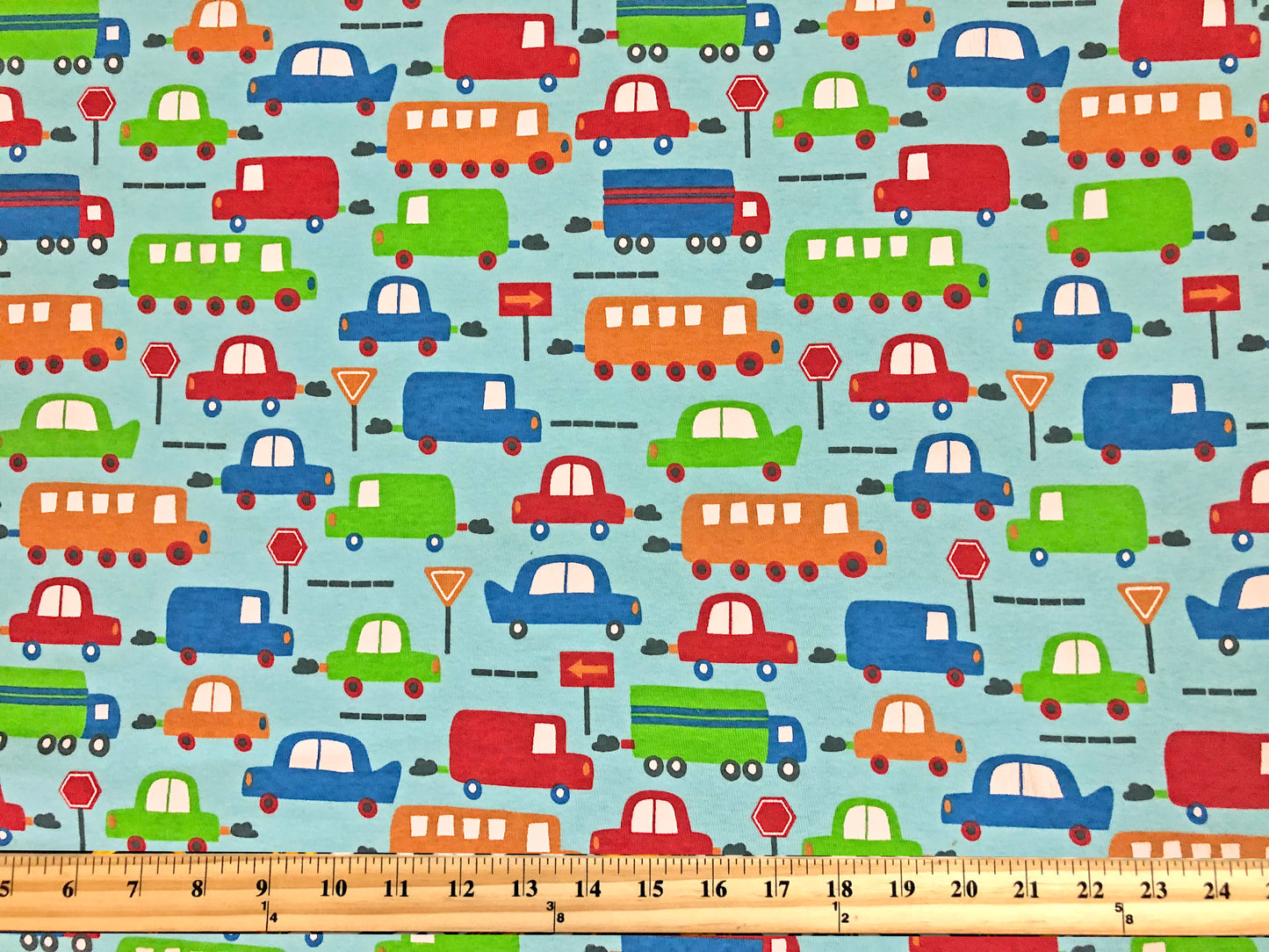 Transportation Cars Cotton – 100% Cotton Print | Non-Stretch, 56″ Wide, Sky-Blue Ground – Sold by the Yard (CTJPR08)