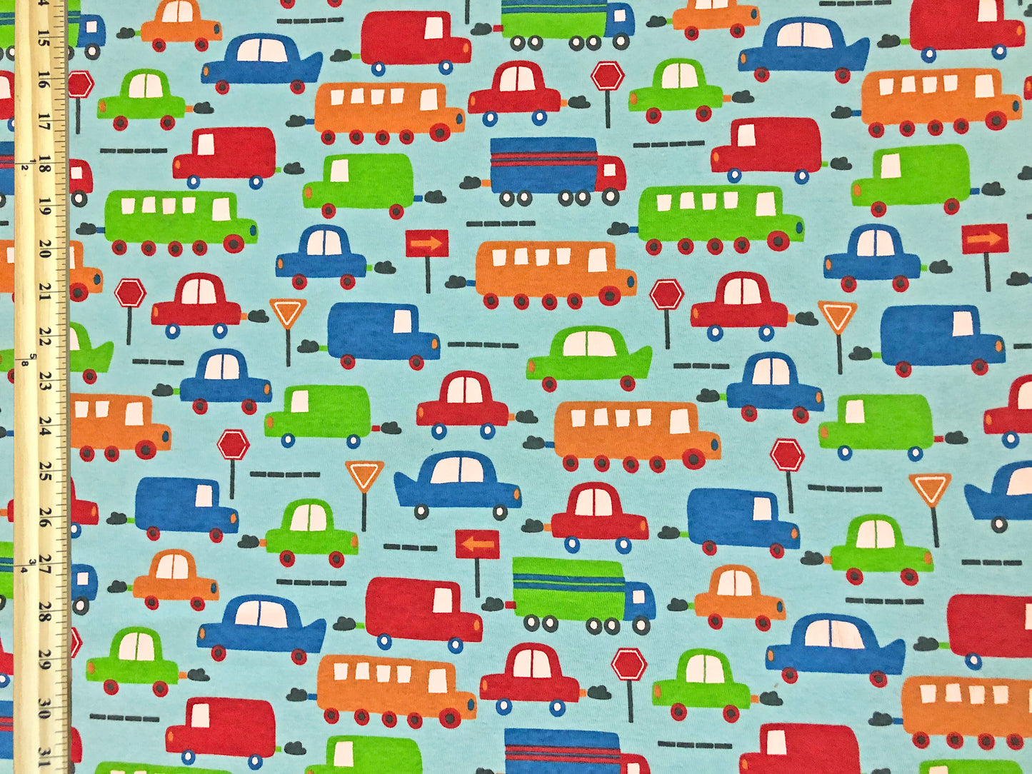 Transportation Cars Cotton – 100% Cotton Print | Non-Stretch, 56″ Wide, Sky-Blue Ground – Sold by the Yard (CTJPR08)