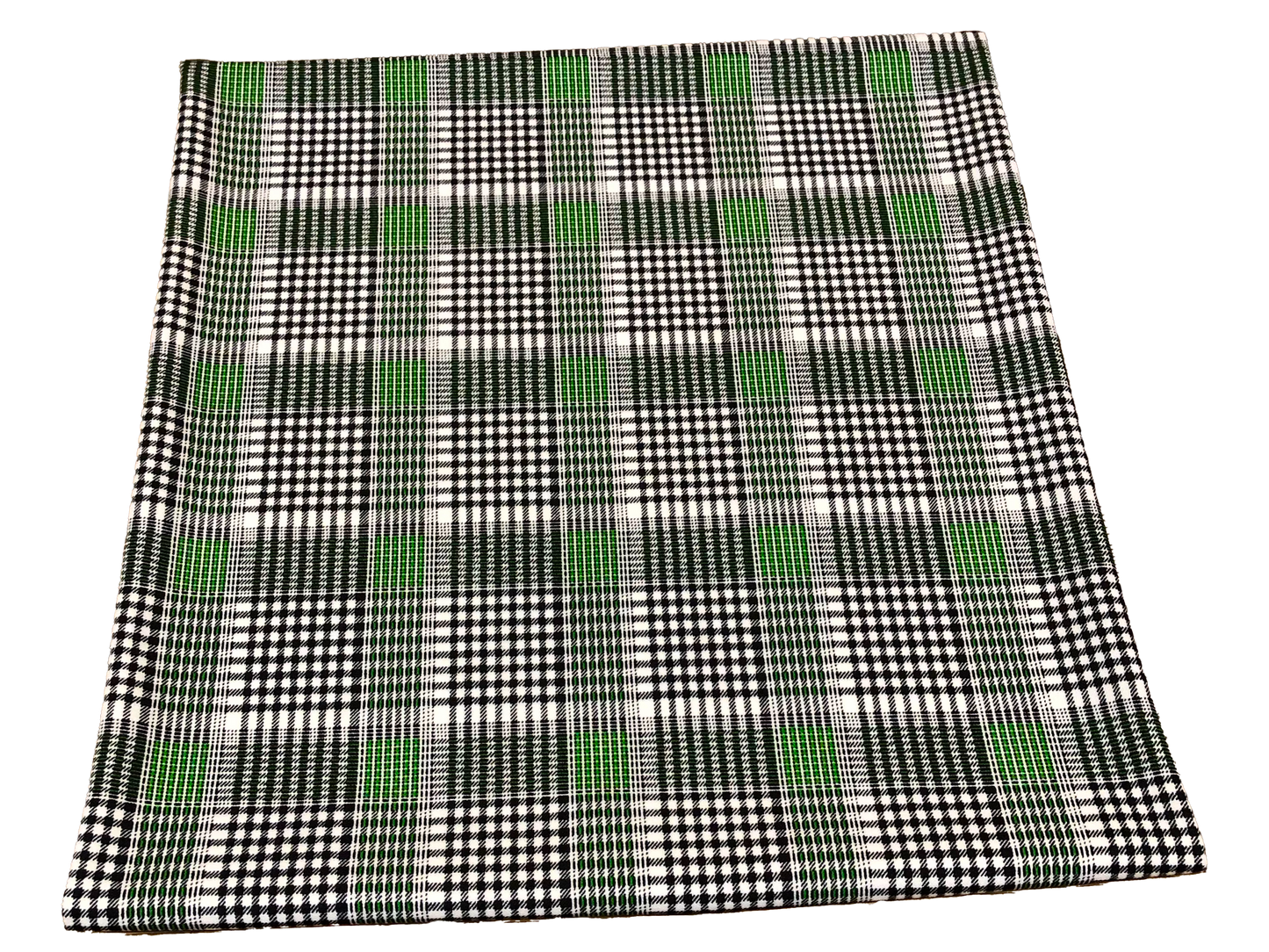 Techno Crepe Knit Fabric – Green & Black Micro Tartan Plaid | 4-Way Stretch,240 GSM, 58" Wide, Double Knit – By the Yard (TCPR0118)