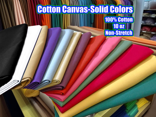 Durable Cotton Canvas – Solid Colors | 100% Cotton, Non-Stretch, 56–60″ Wide – Sold by the Yard