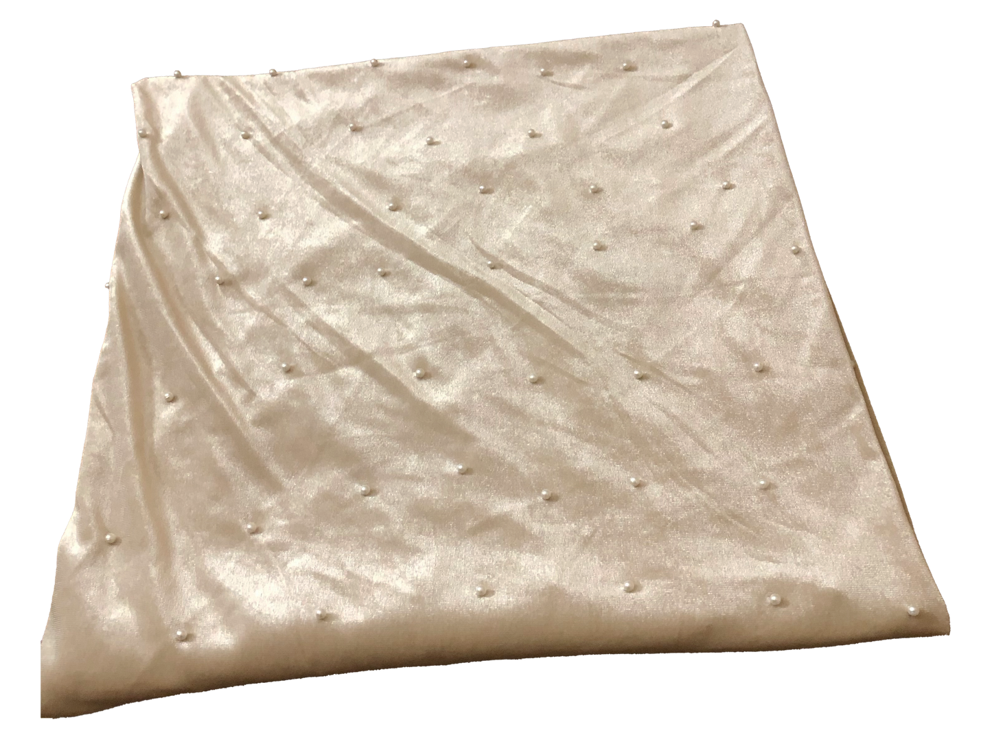 Premium Champagne Studded Velvet Fabric – Pearl Dots, Plush Drape, 2-Way Stretch, 58" Wide | Sold by the Yard (VPLC02)