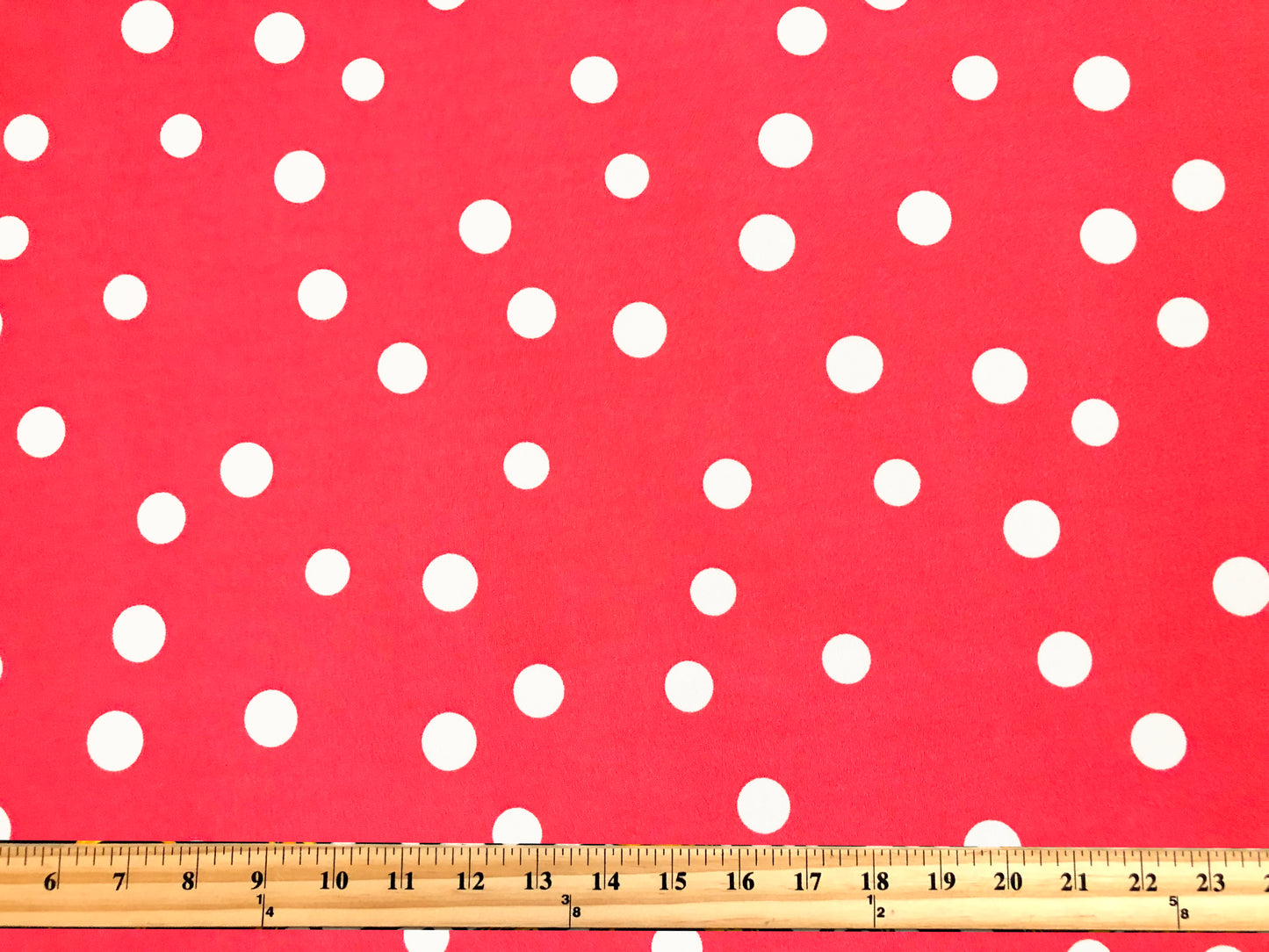 Techno Crepe Printed Fabric| Cherry White 3/4" Polka Dots |TCRP0109 |Sold by the Yard