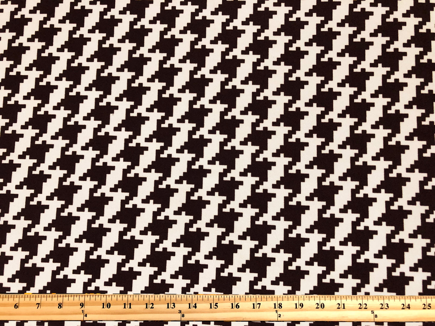 Techno Crepe Printed Fabric-Chocolate Brown White Houndstooth-TCRP081-Sold by the Yard