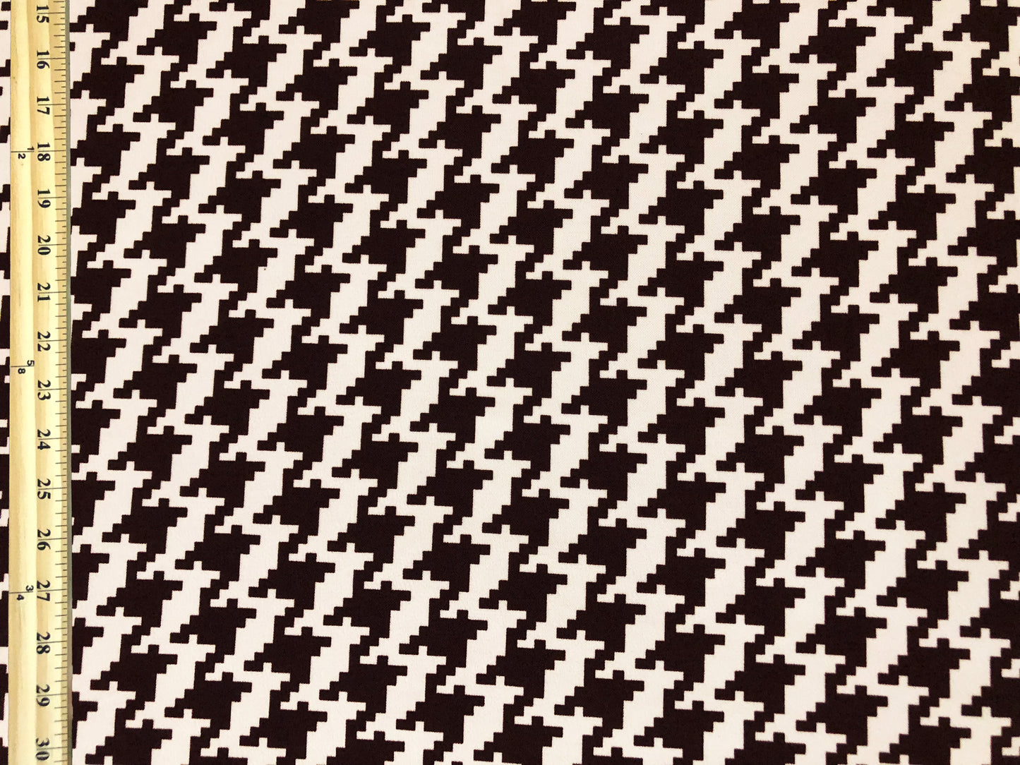 Techno Crepe Knit — Chocolate Brown & White Houndstooth — 4-Way Stretch, 240 GSM, 56" Wide, Wrinkle - Sold by the Yard (TCRP081)