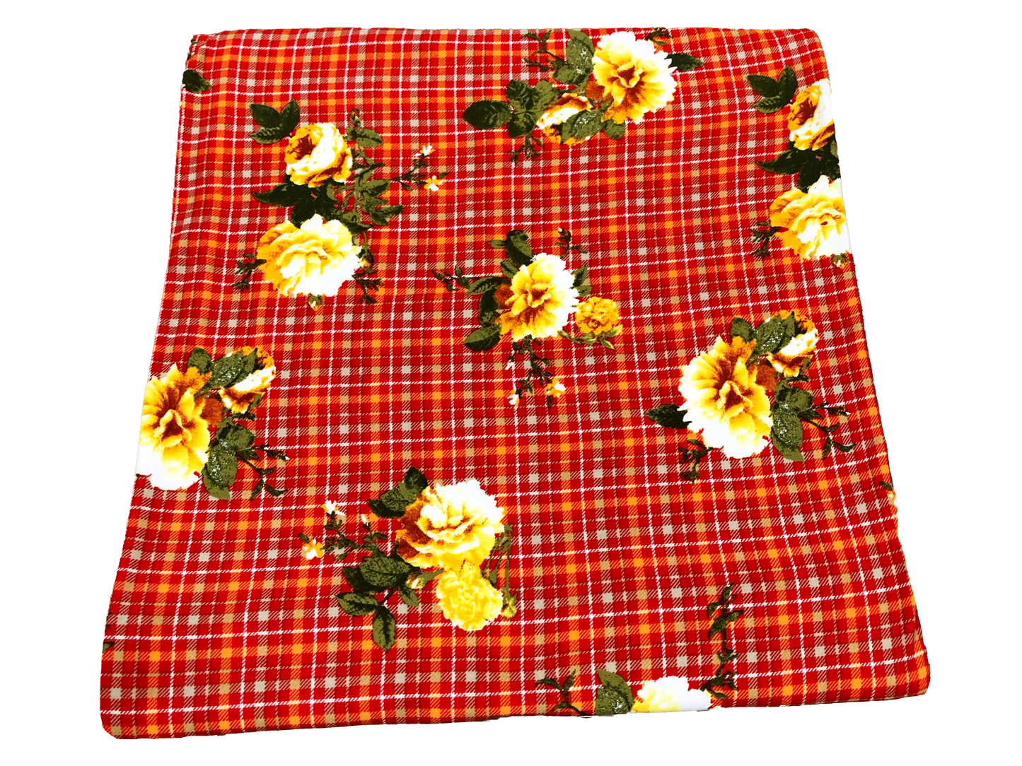 DTY Brushed Knit Fabric – Red Orange Harvest Rose Plaid – Buttery Soft 4 Way Stretch, 58" Wide – By the Yard (DTYBPR549)
