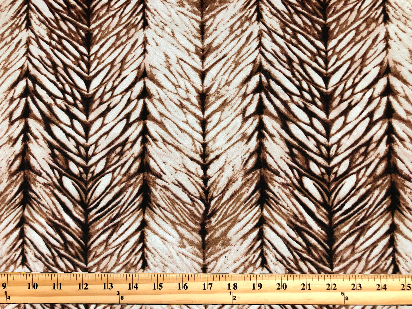 Liverpool Knit Printed Fabric-Ivory Brown Stripes-LVPR342-Sold by the Yard-Tie Dye Fabric