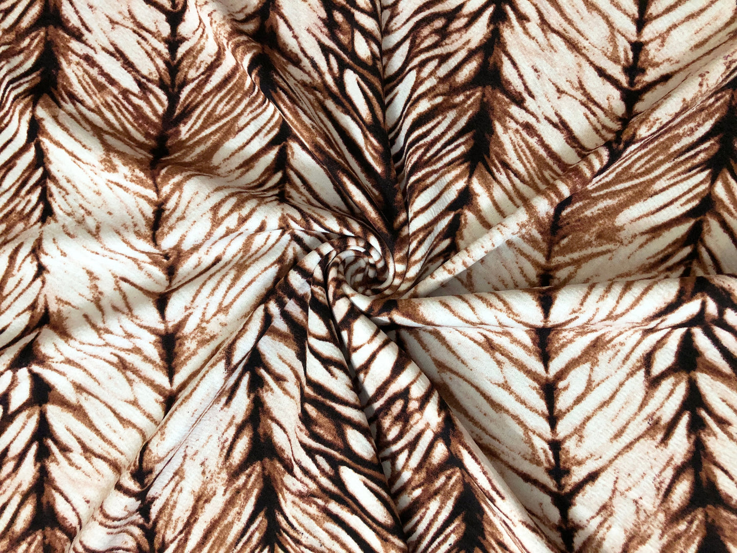 Liverpool Knit Printed Fabric-Ivory Brown Stripes-LVPR342-Sold by the Yard-Tie Dye Fabric
