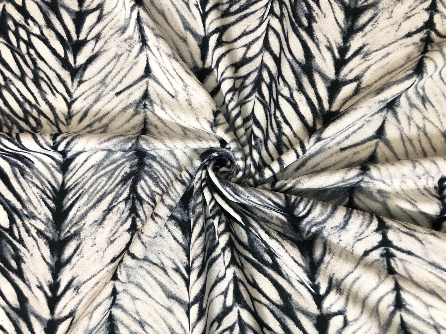 Liverpool Knit Printed Fabric-Ivory Black Gray Stripes-LVPR343-Sold by the Yard-Tie Dye Fabric