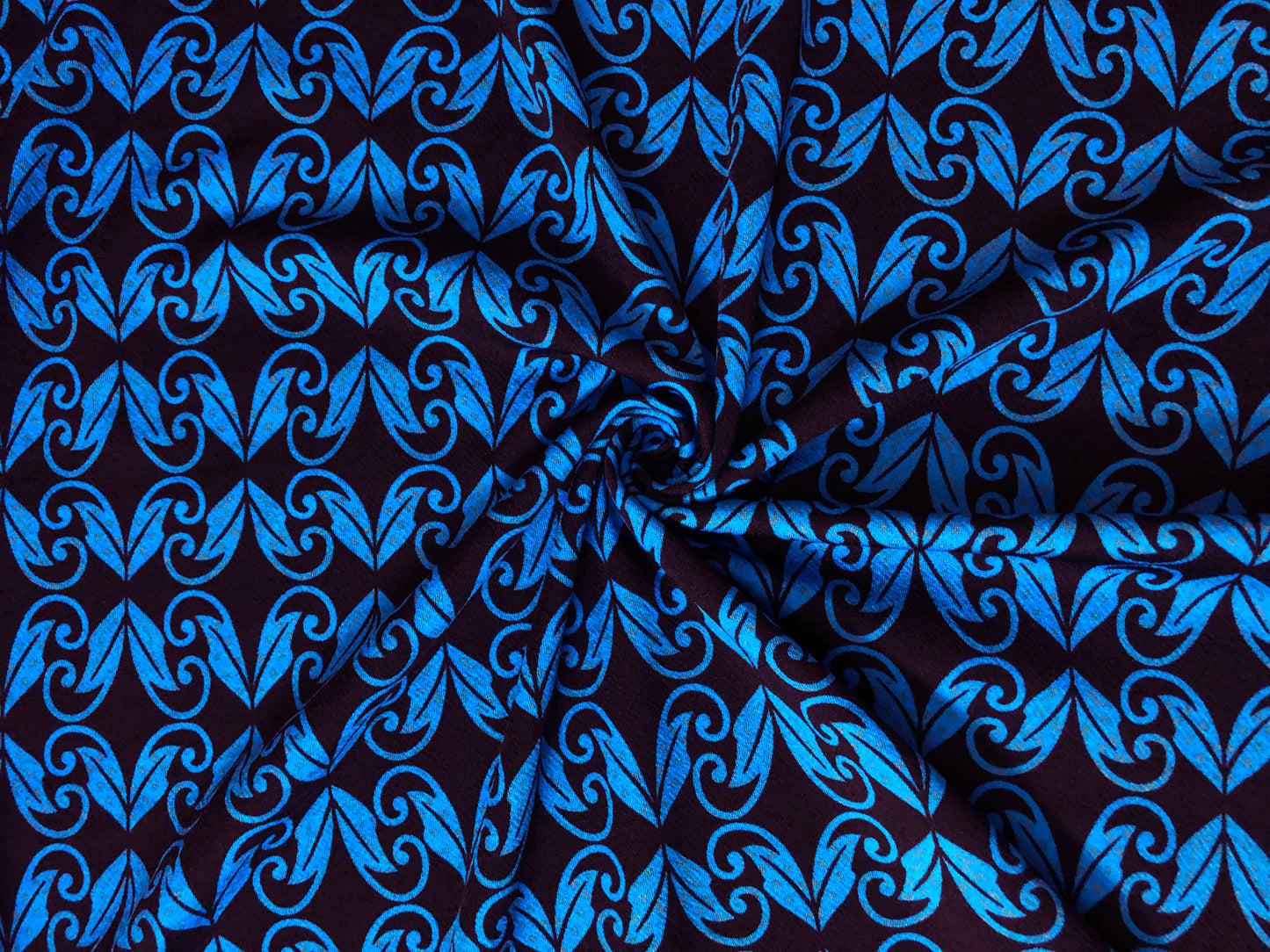 Liverpool Knit Printed Fabric-Black Royal Blue Mirrored Arabic-LVPR345-Sold by the Yard-Apparel Fabric