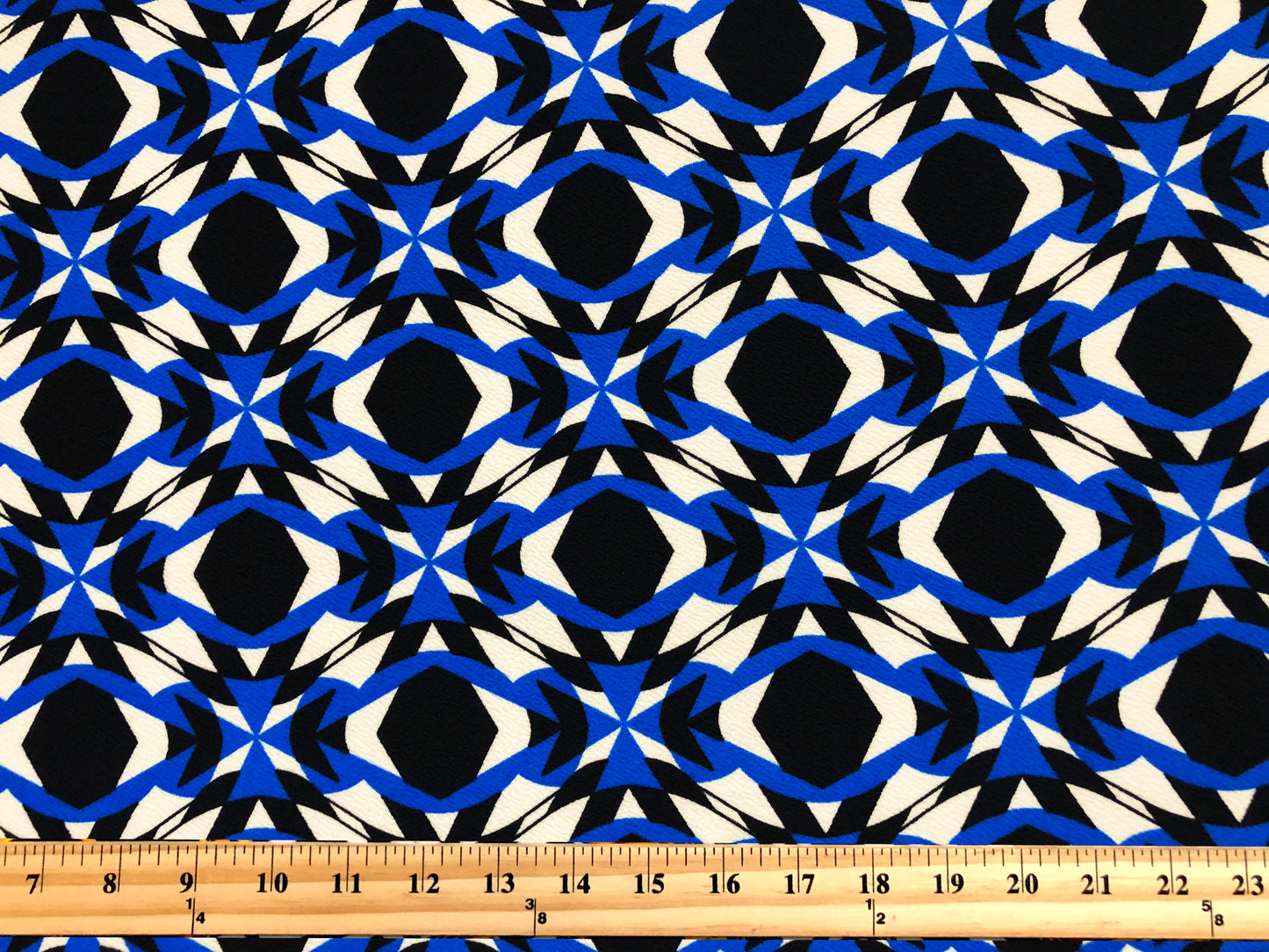 Liverpool Knit Printed Fabric-Black Royal Blue Fractals-LVPR347-Sold by the Yard-Apparel Fabric