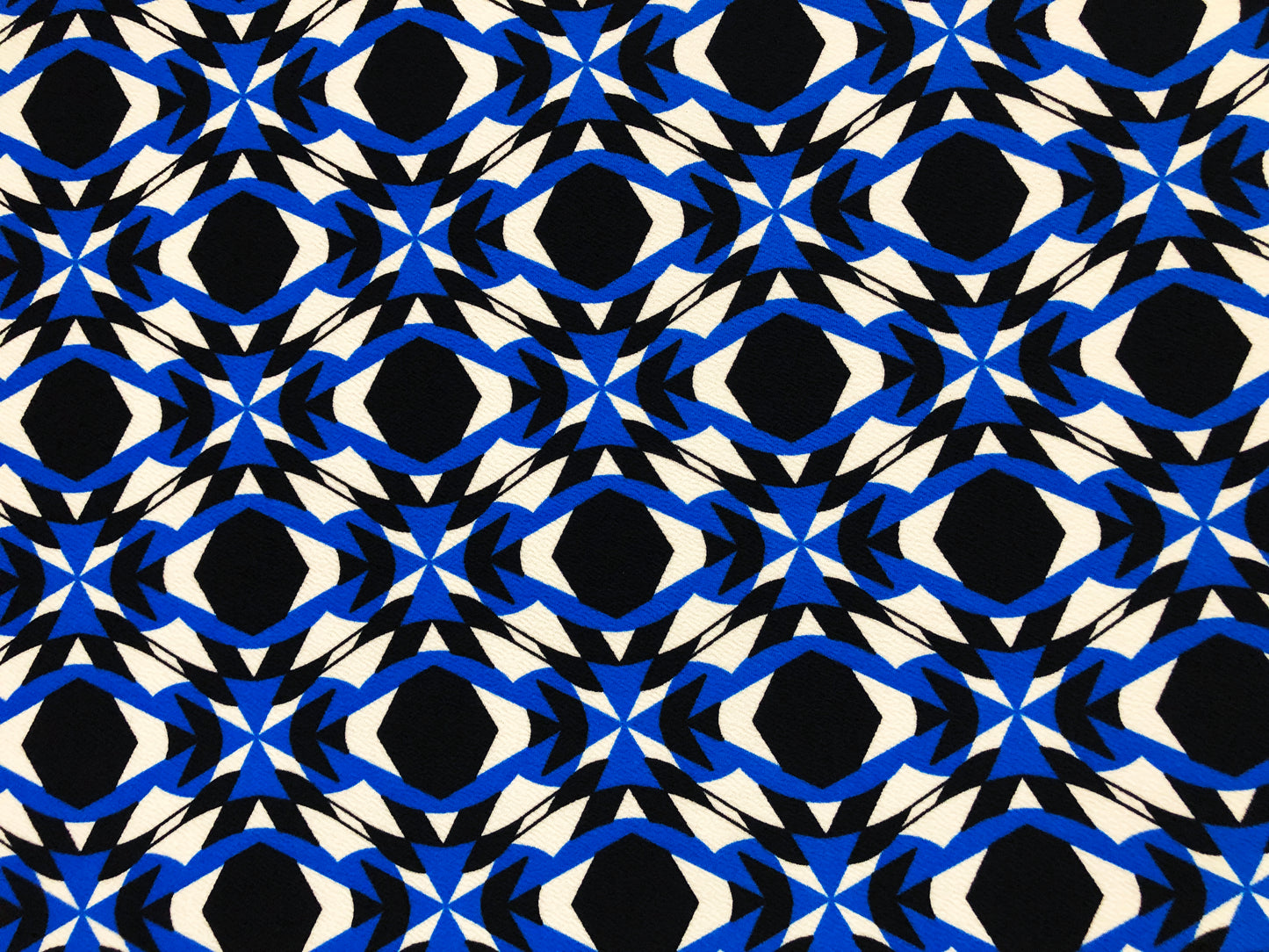 Liverpool Knit Printed Fabric-Black Royal Blue Fractals-LVPR347-Sold by the Yard-Apparel Fabric