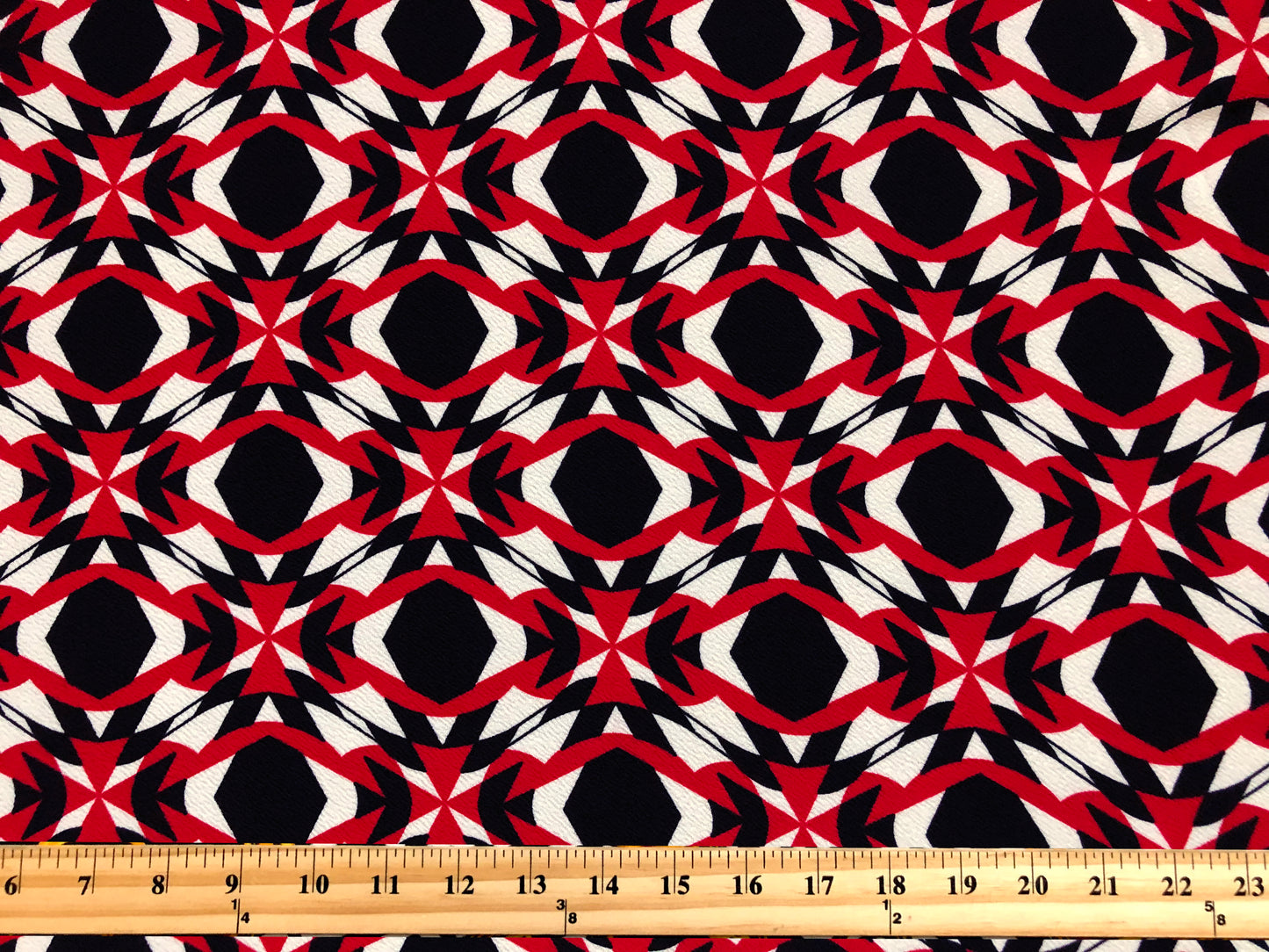 Liverpool Knit Printed Fabric-Black Red Fractals-LVPR348-Sold by the Yard-Apparel Fabric