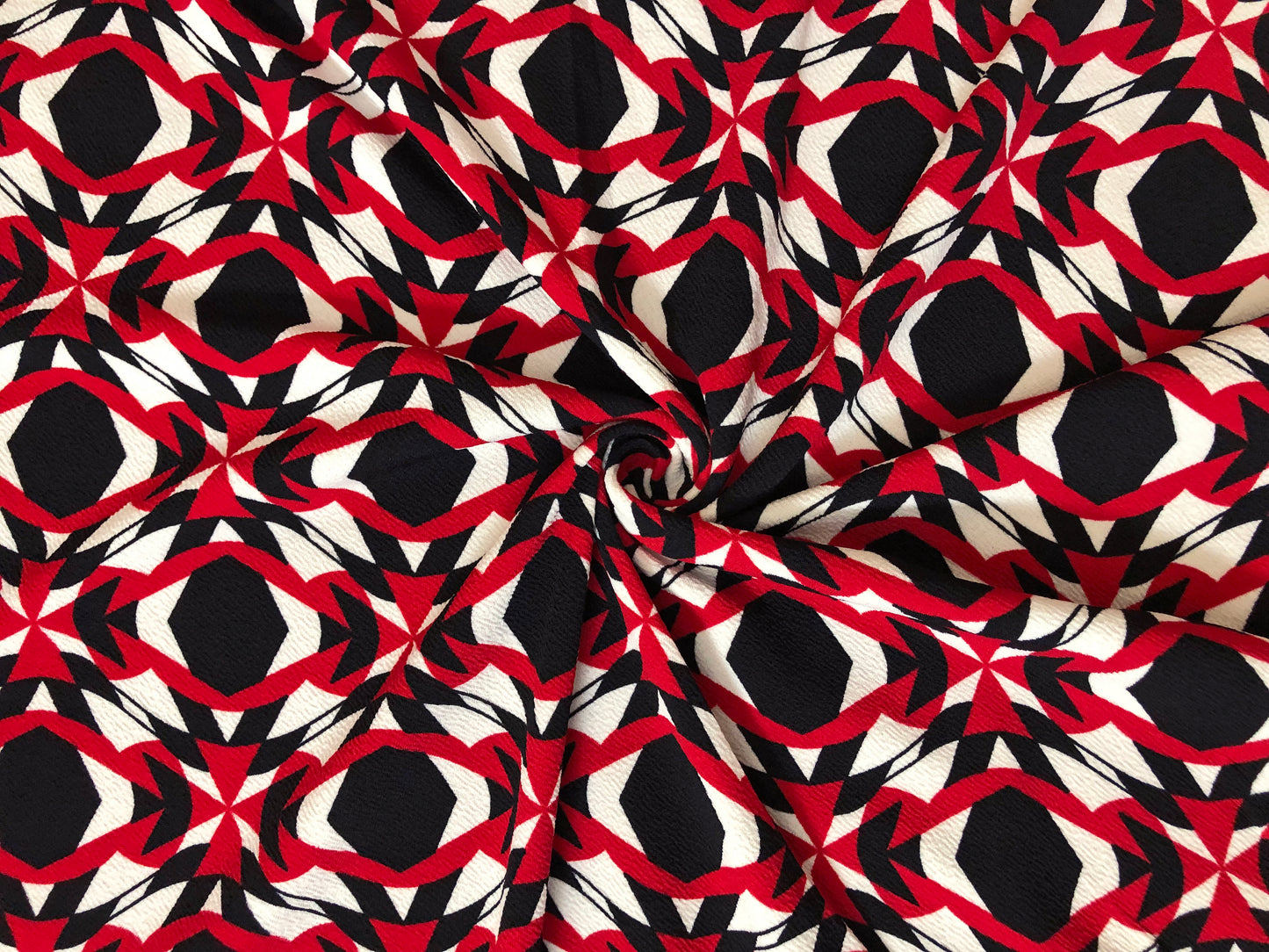 Liverpool Knit Printed Fabric-Black Red Fractals-LVPR348-Sold by the Yard-Apparel Fabric
