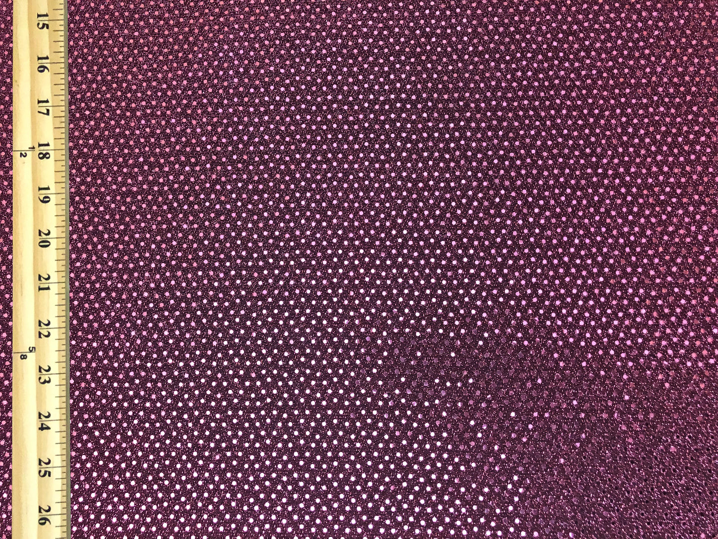 Fuchsia Foil Dot Knit Mesh Fabric | 56" Wide Stretch Glitter Mesh – 180 GSM by the Yard (KMG03)