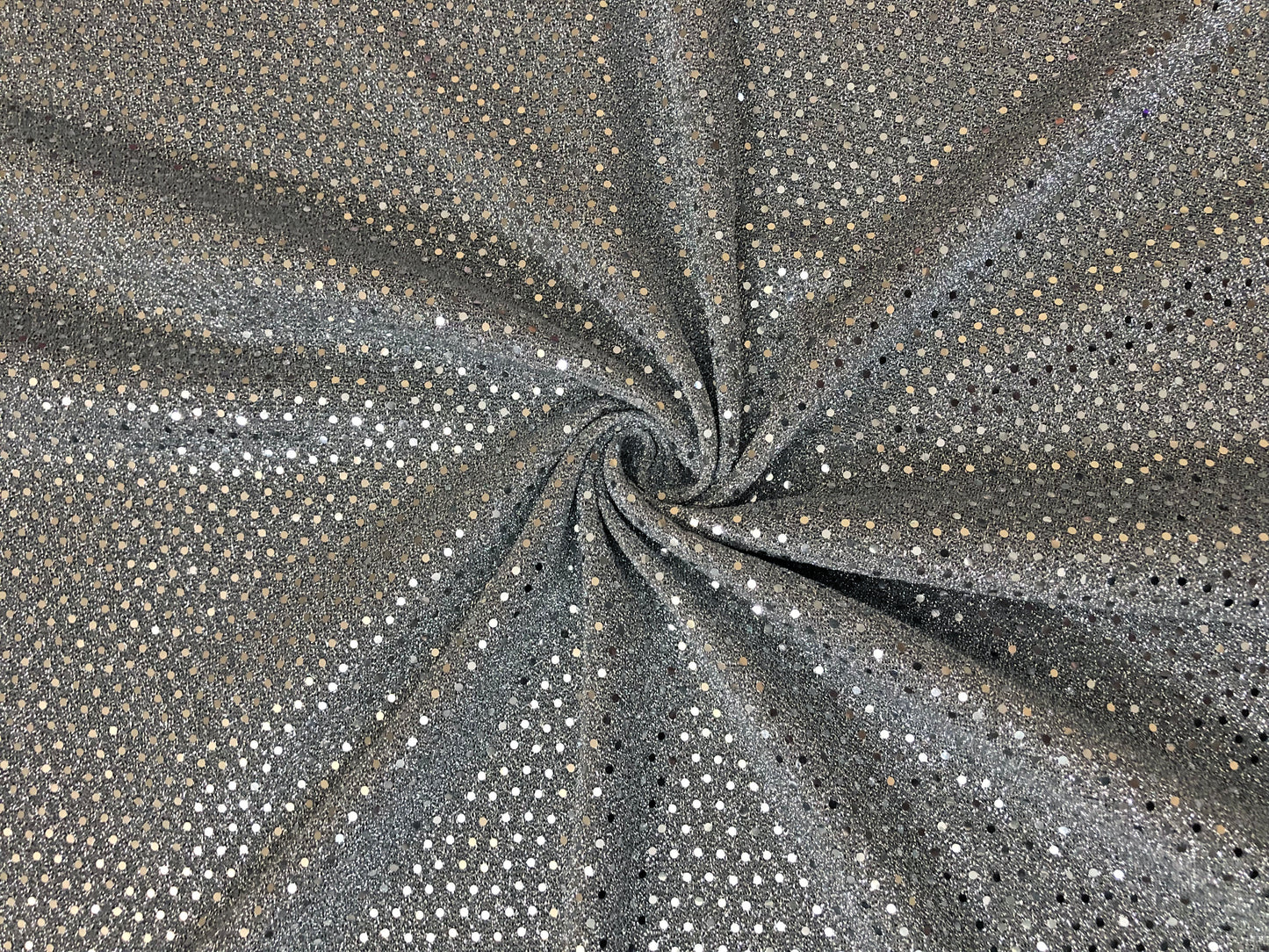 Silver Foil Dot Knit Mesh Fabric | 56" Wide Stretch Glitter Mesh – 180 GSM by the Yard (KMG01)