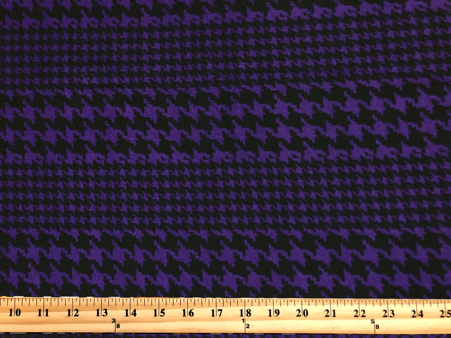 Liverpool Knit Printed Fabric-Black Eggplant Double Size Houndstooth-LVPR356-Sold by the Yard-Apparel Fabric