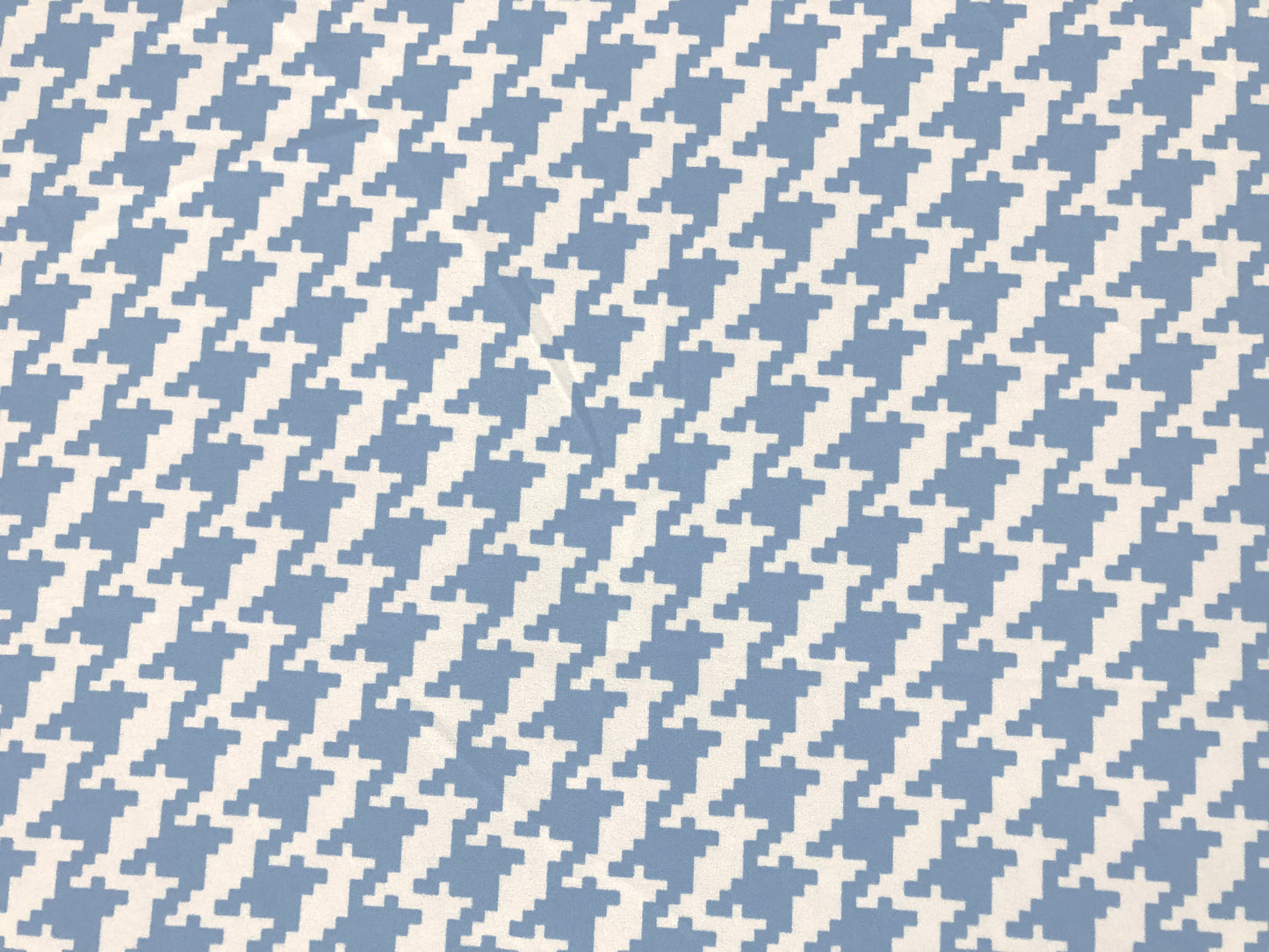 Techno Crepe Knit — Blue & White Houndstooth — 4-Way Stretch, 240 GSM, 56" Wide, Wrinkle-Resistant Matte - Sold by the Yard (TCRP080)