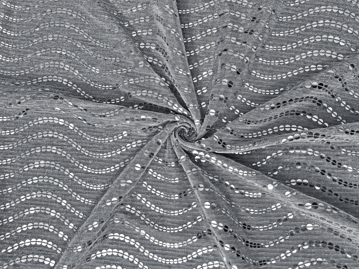 Silver Sequin on White Mesh Fabric | 52" Wide Non-Stretch Metallic Polyester – Sold by the Yard (MHCSQ05)