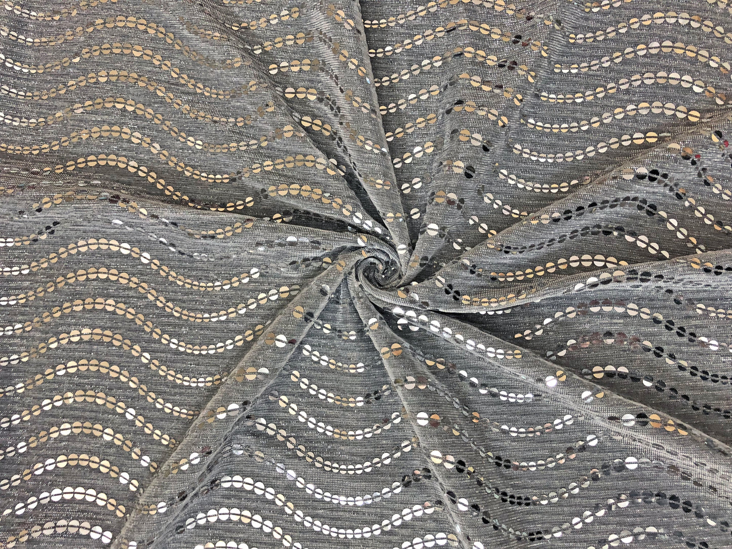 Silver Sequin on Silver Mesh Fabric | 52" Wide Non-Stretch Metallic Polyester – Sold by the Yard (MHCSQ02)