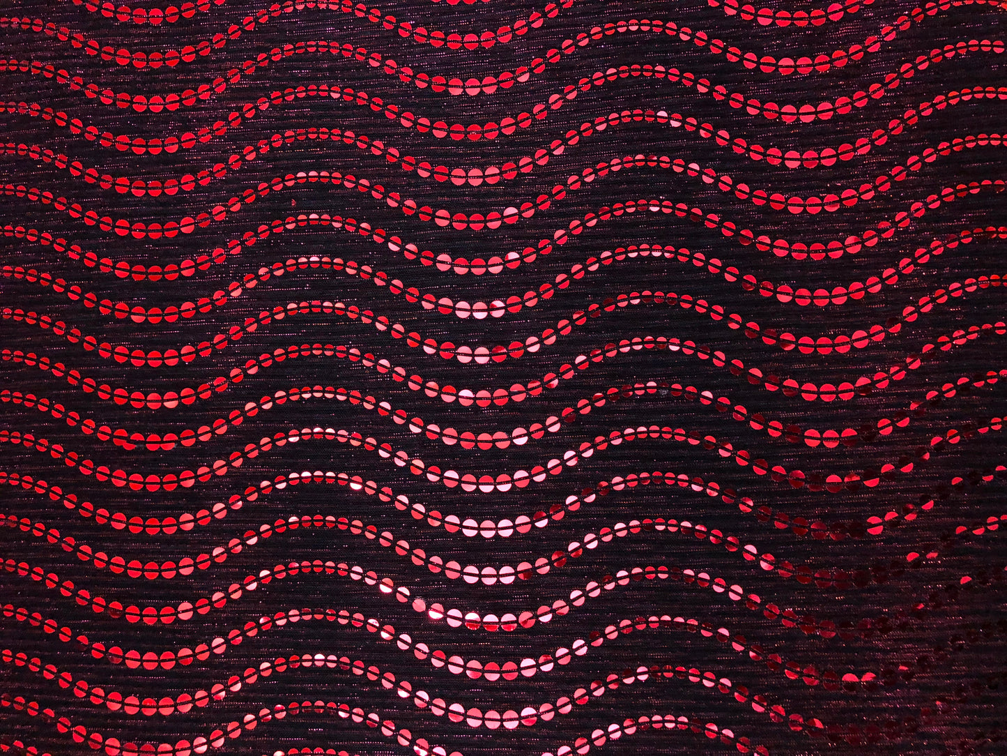 Red Sequin on Black Mesh Fabric | 52" Wide Non-Stretch Metallic Polyester – Sold by the Yard (MHCSQ04)