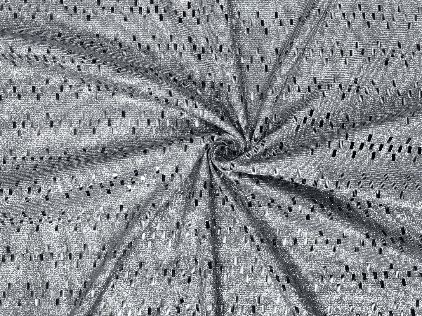 Metallic Silver Glitter Geometric Foil Fabric | Non-Stretch Polyester & Costume Material by the Yard (PSGSQ02)