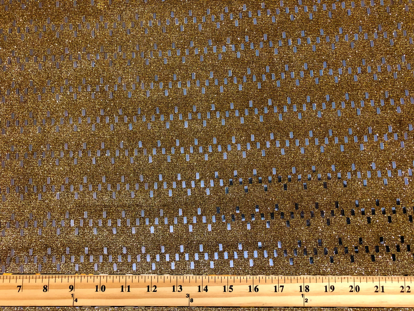 Metallic Gold Glitter Geometric Foil Fabric | Non-Stretch Polyester & Costume Material by the Yard (PSGSQ03)