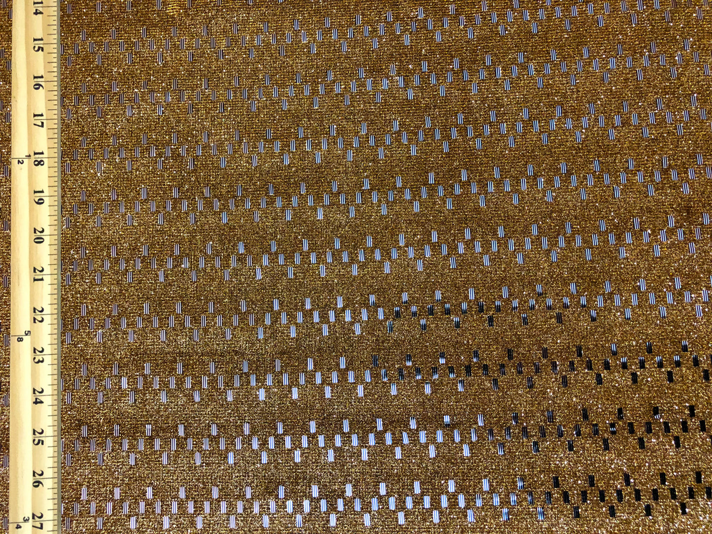 Metallic Gold Glitter Geometric Foil Fabric | Non-Stretch Polyester & Costume Material by the Yard (PSGSQ03)