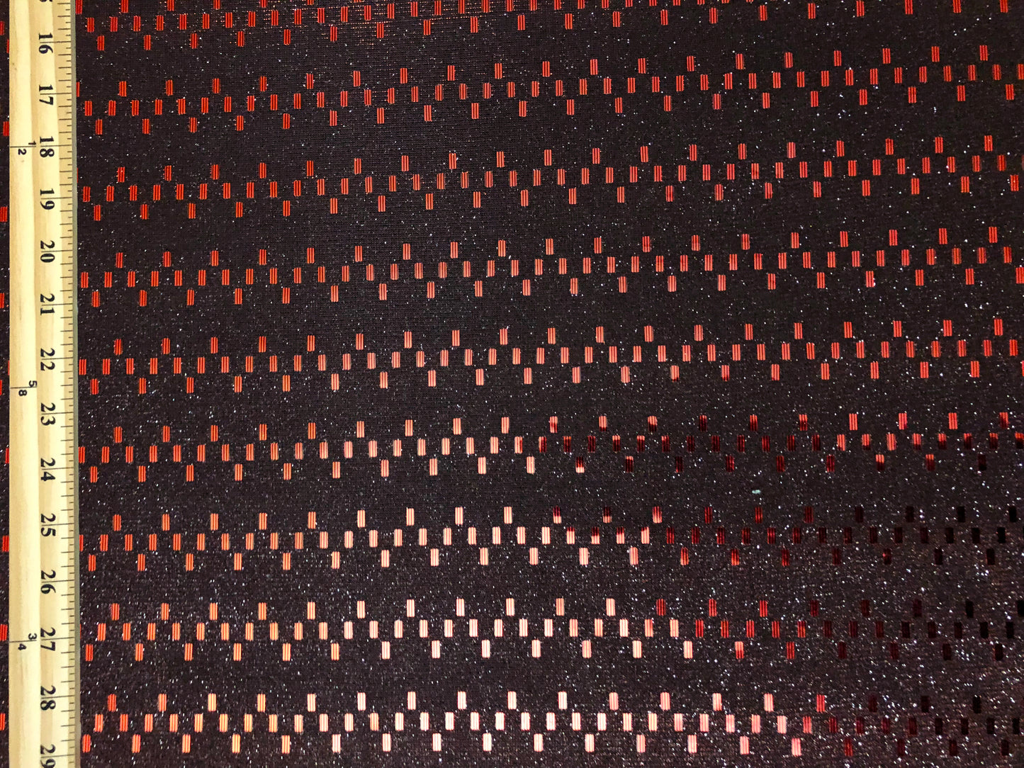 Black & Red Glitter Geometric Foil Fabric | Non-Stretch Polyester & Costume Material by the Yard (PSGSQ05)