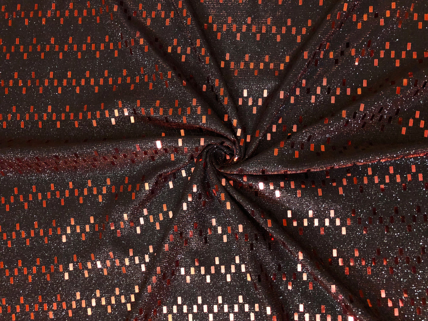 Black & Red Glitter Geometric Foil Fabric | Non-Stretch Polyester & Costume Material by the Yard (PSGSQ05)