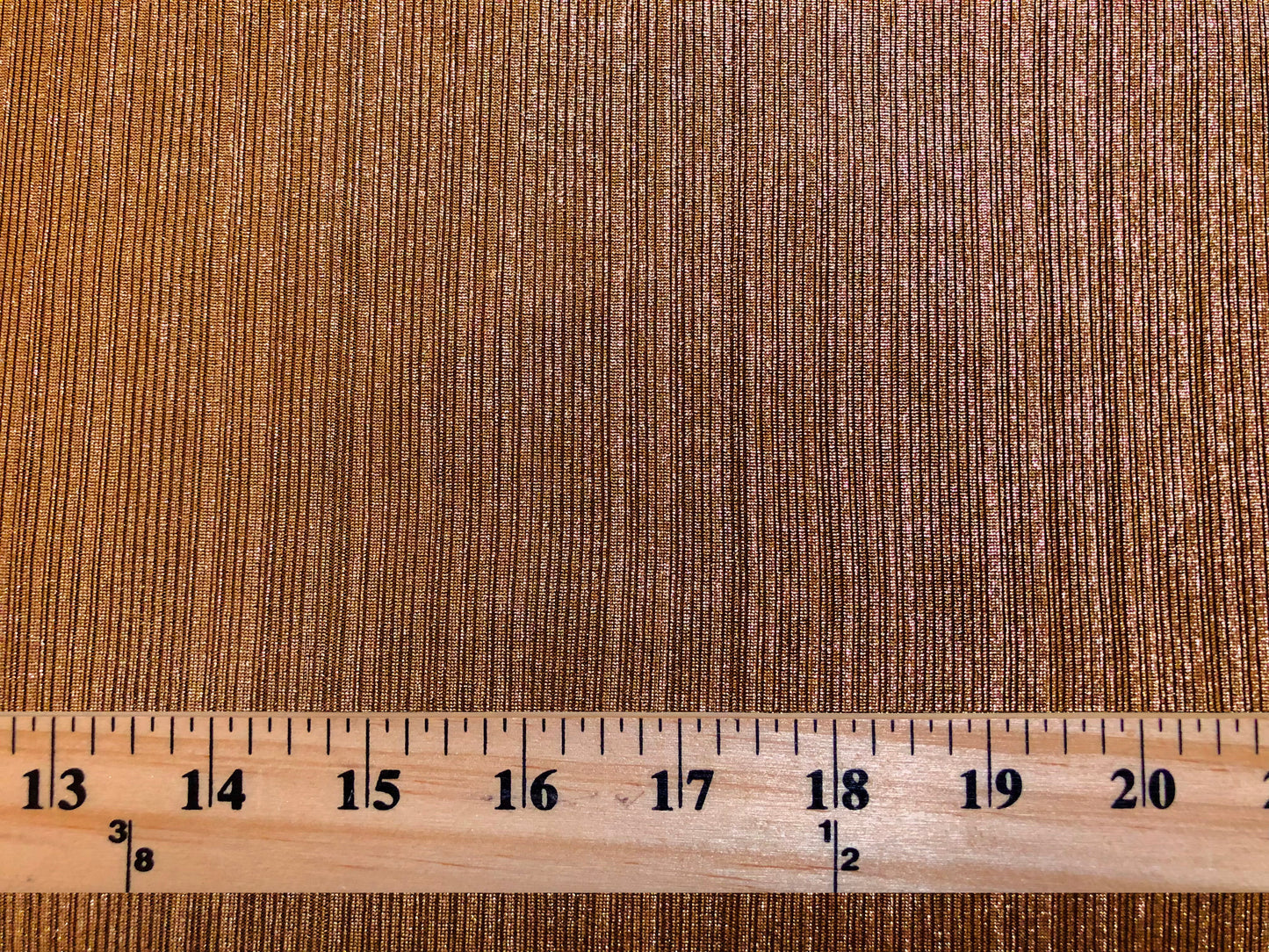 Copper Shimmer Rib Knit Fabric – 4-Way Stretch, 58" Wide, Poly-Spandex, Soft & Textured, Sold by the Yard (CKLK03)
