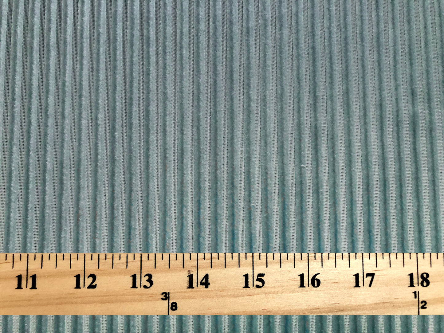 Ribbed Stretch Velvet – Aqua Mist, Sculpted Ribs & Luxe Sheen, 58″ Wide, 2-Way Stretch, 94/6 Poly-Spandex – Sold by the Yard (RBVC03)