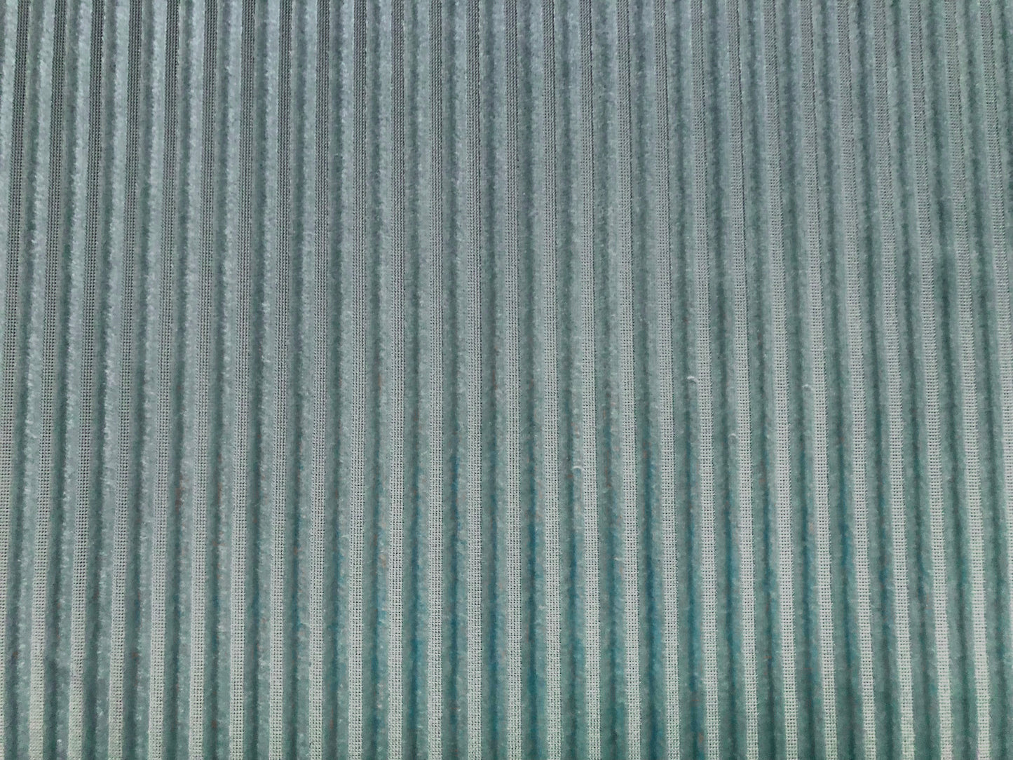 Ribbed Stretch Velvet – Aqua Mist, Sculpted Ribs & Luxe Sheen, 58″ Wide, 2-Way Stretch, 94/6 Poly-Spandex – Sold by the Yard (RBVC03)