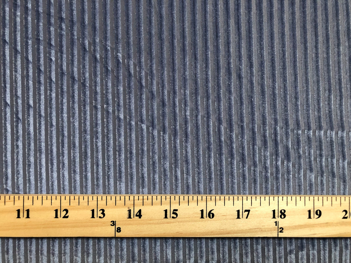 Ribbed Stretch Velvet – Steel Blue, Sculpted Ribs & Luxe Sheen, 58″ Wide, 2-Way Stretch, 94/6 Poly-Spandex – Sold by the Yard (RBVC02)