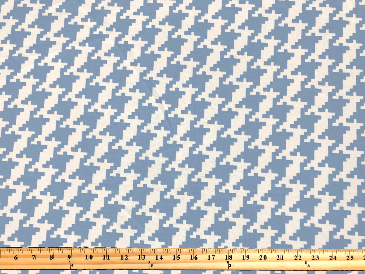 Techno Crepe Knit — Blue & White Houndstooth — 4-Way Stretch, 240 GSM, 56" Wide, Wrinkle-Resistant Matte - Sold by the Yard (TCRP080)