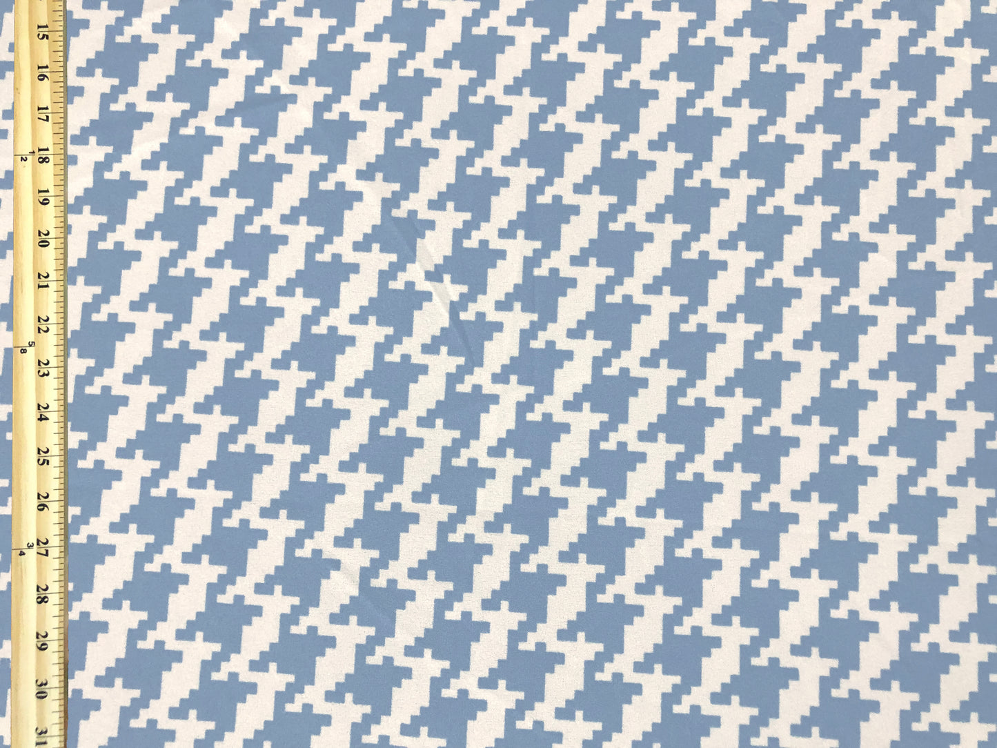 Techno Crepe Knit — Blue & White Houndstooth — 4-Way Stretch, 240 GSM, 56" Wide, Wrinkle-Resistant Matte - Sold by the Yard (TCRP080)